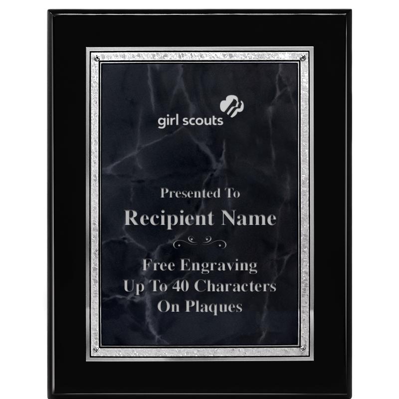 7X9 GY MARB FLOURISH PQ BK/SV