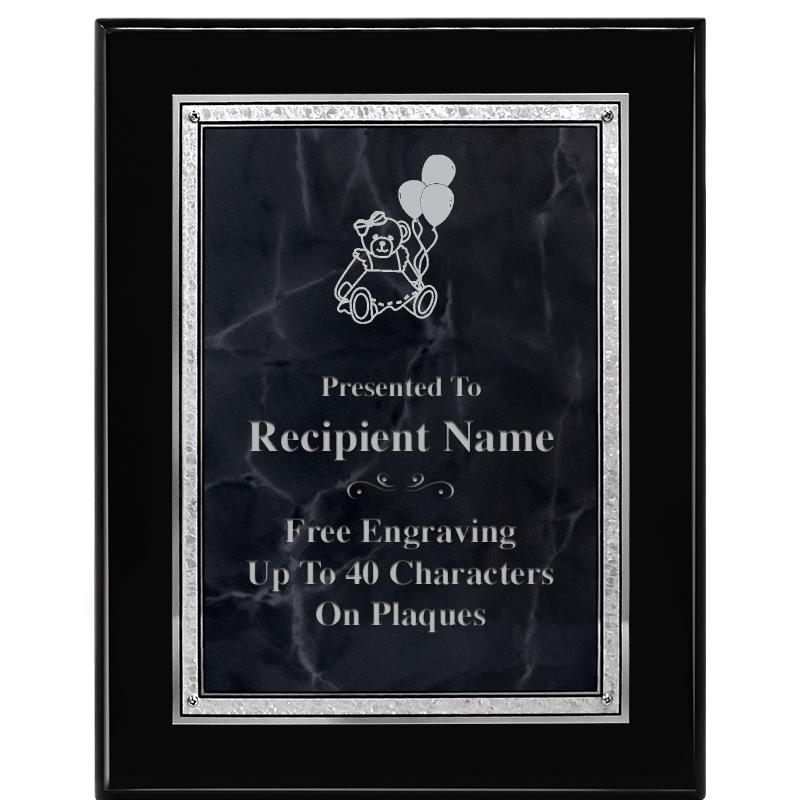 7X9 GY MARB FLOURISH PQ BK/SV