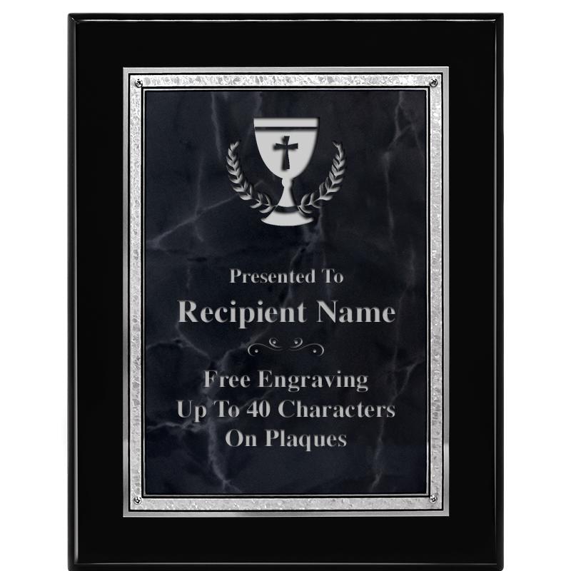 7X9 GY MARB FLOURISH PQ BK/SV