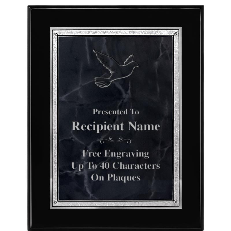 7X9 GY MARB FLOURISH PQ BK/SV