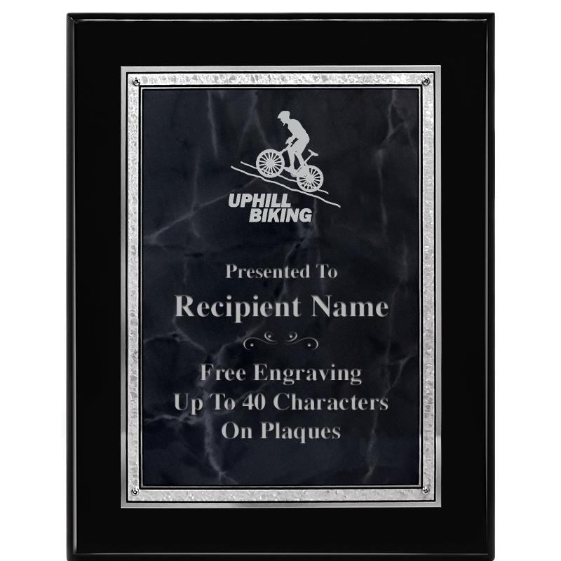 7X9 GY MARB FLOURISH PQ BK/SV