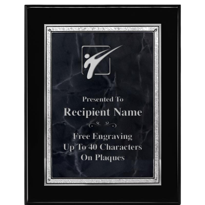 7X9 GY MARB FLOURISH PQ BK/SV