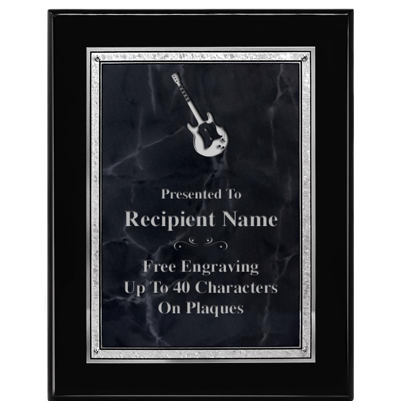 7X9 GY MARB FLOURISH PQ BK/SV