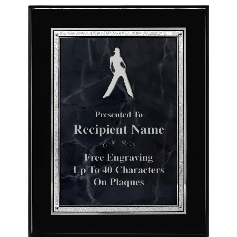 7X9 GY MARB FLOURISH PQ BK/SV