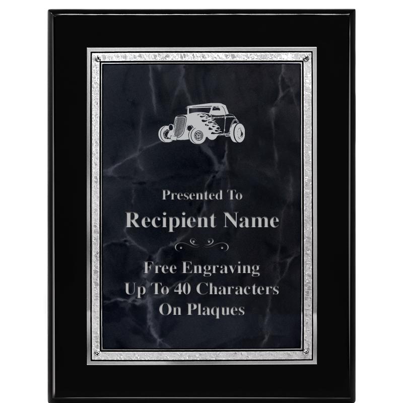 7X9 GY MARB FLOURISH PQ BK/SV