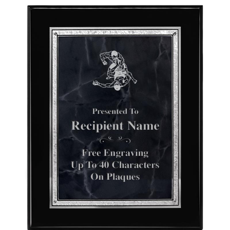 7X9 GY MARB FLOURISH PQ BK/SV