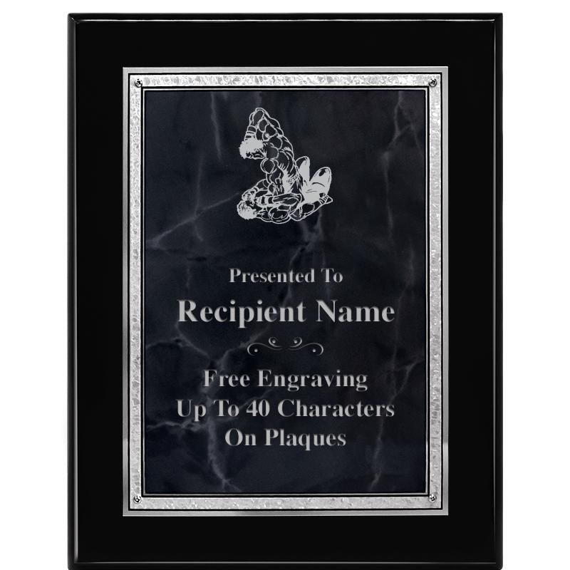 7X9 GY MARB FLOURISH PQ BK/SV