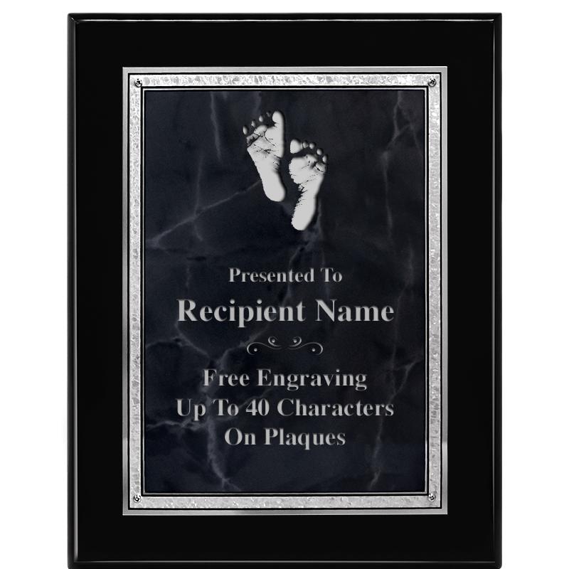 7X9 GY MARB FLOURISH PQ BK/SV