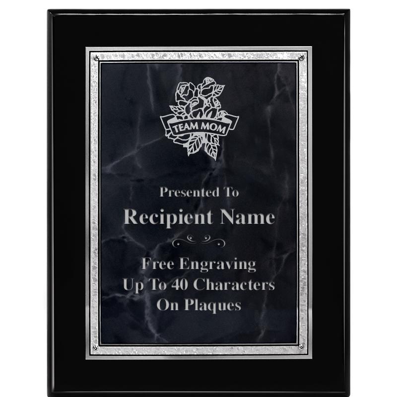 7X9 GY MARB FLOURISH PQ BK/SV