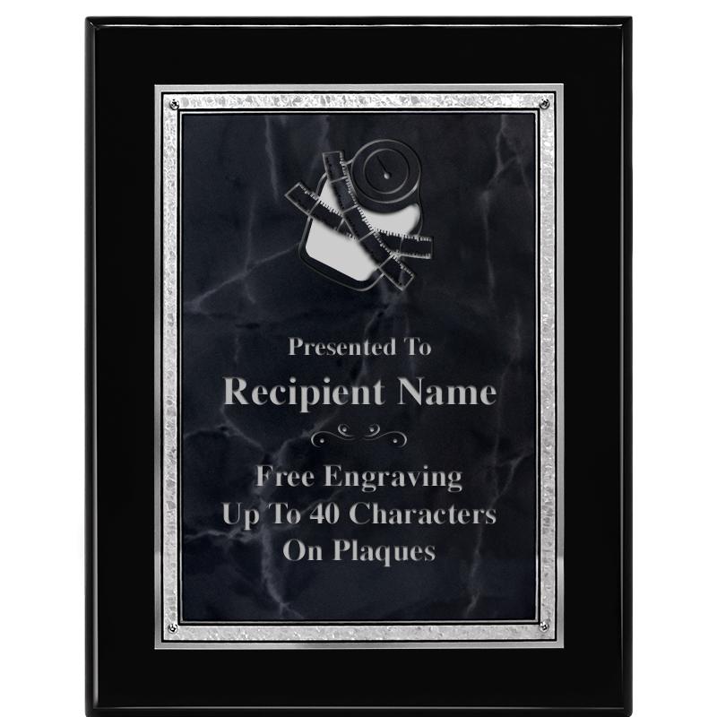 7X9 GY MARB FLOURISH PQ BK/SV