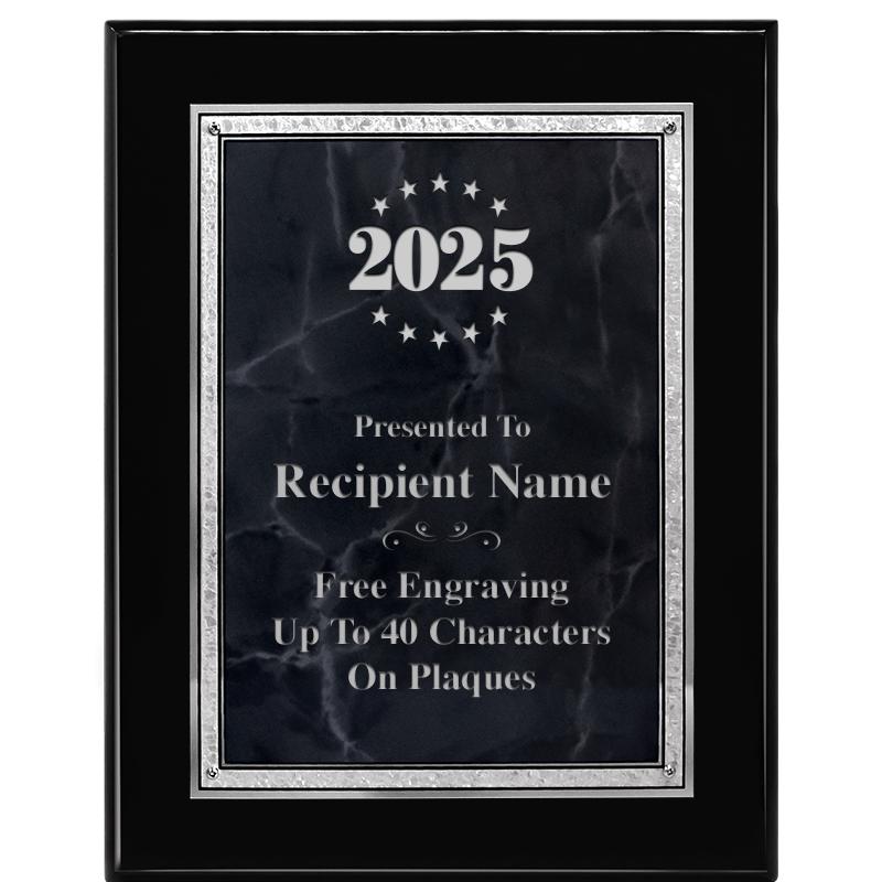 7X9 GY MARB FLOURISH PQ BK/SV