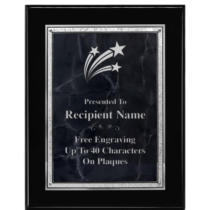 7X9 GY MARB FLOURISH PQ BK/SV