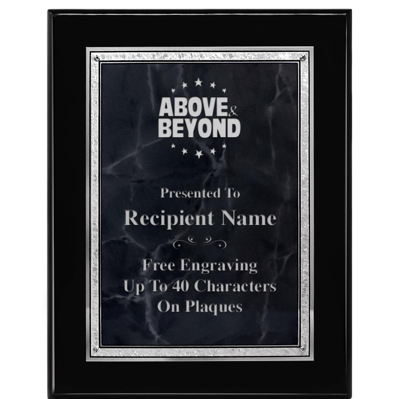 7X9 GY MARB FLOURISH PQ BK/SV