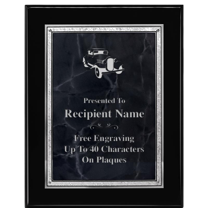 7X9 GY MARB FLOURISH PQ BK/SV