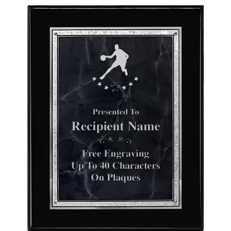 7X9 GY MARB FLOURISH PQ BK/SV