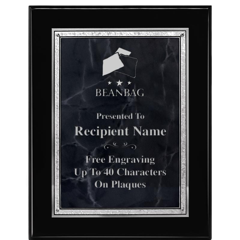 7X9 GY MARB FLOURISH PQ BK/SV