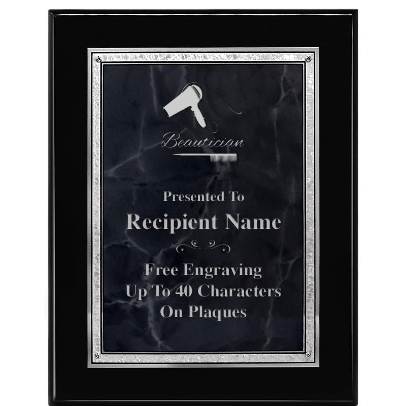 7X9 GY MARB FLOURISH PQ BK/SV