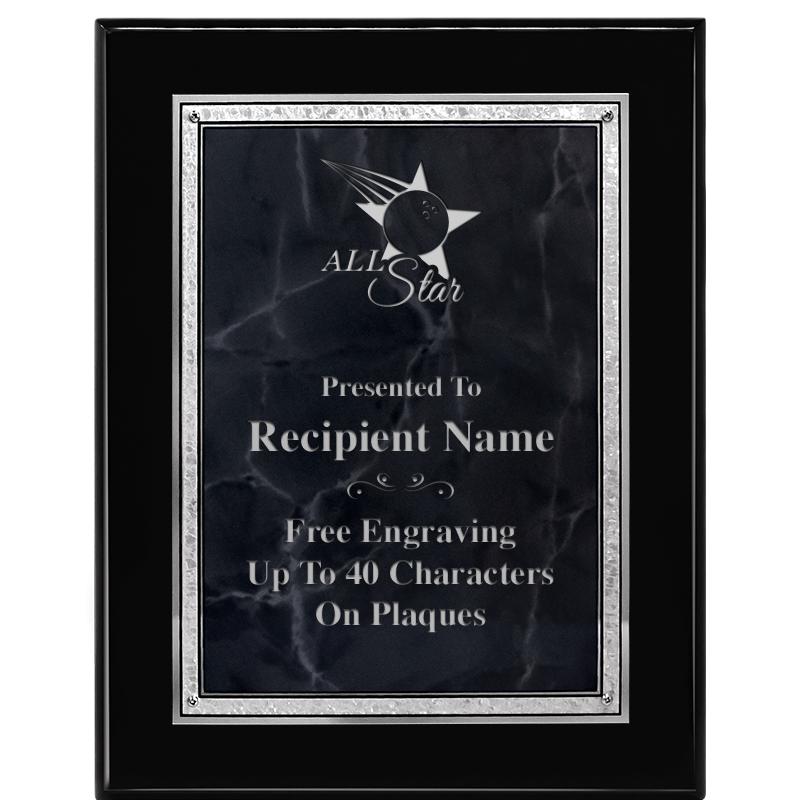 7X9 GY MARB FLOURISH PQ BK/SV