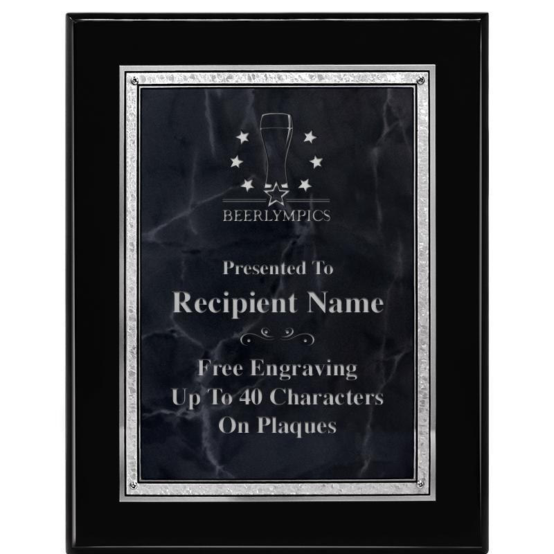 7X9 GY MARB FLOURISH PQ BK/SV