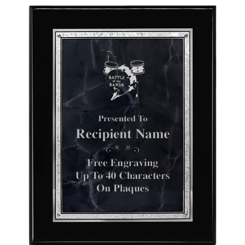 7X9 GY MARB FLOURISH PQ BK/SV