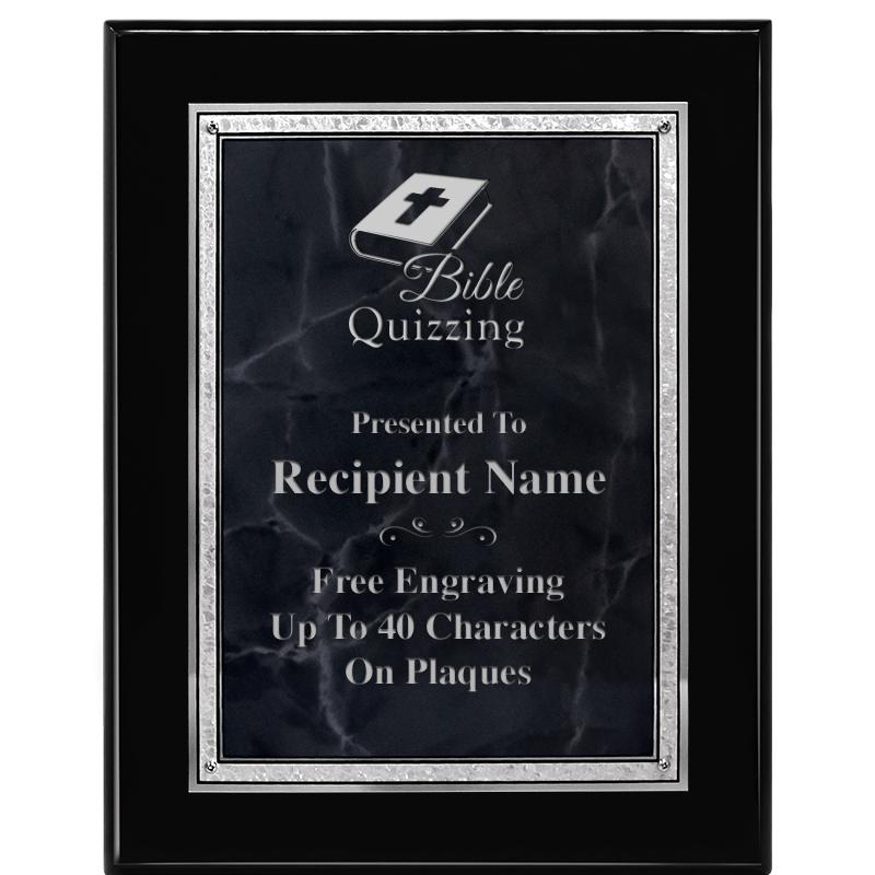 7X9 GY MARB FLOURISH PQ BK/SV