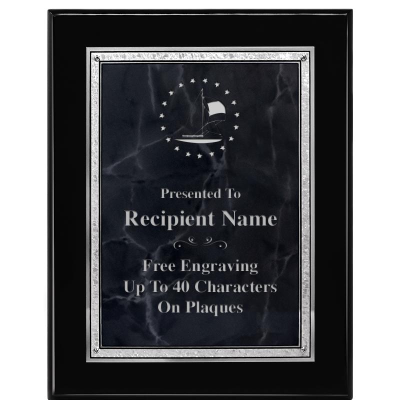 7X9 GY MARB FLOURISH PQ BK/SV