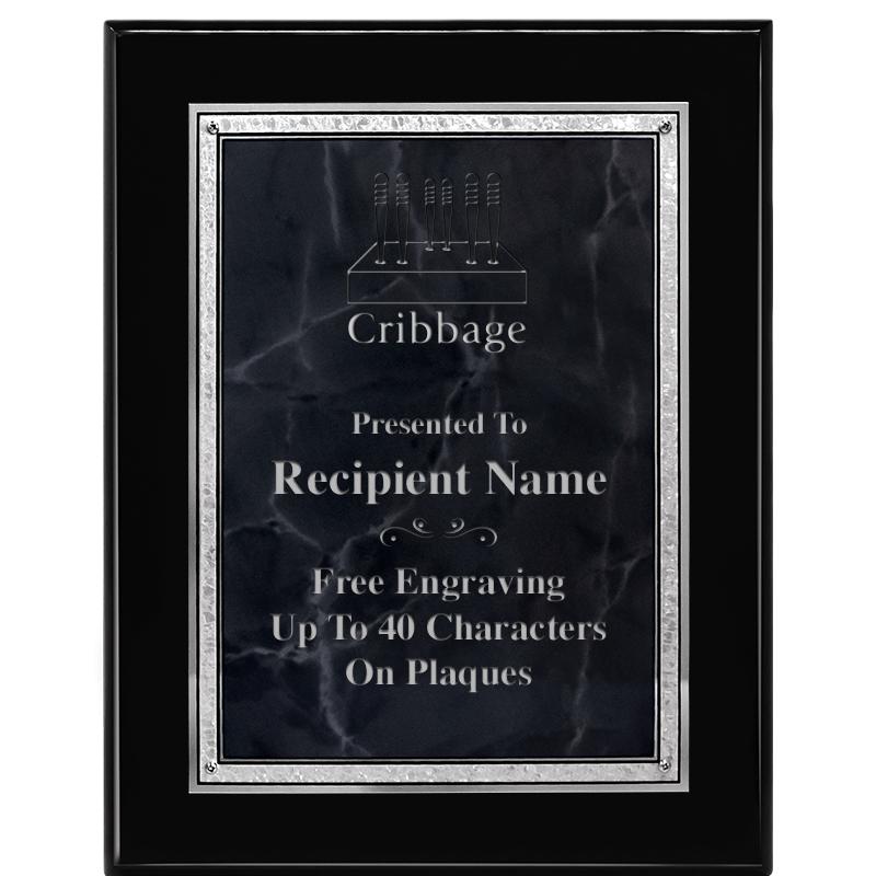 7X9 GY MARB FLOURISH PQ BK/SV