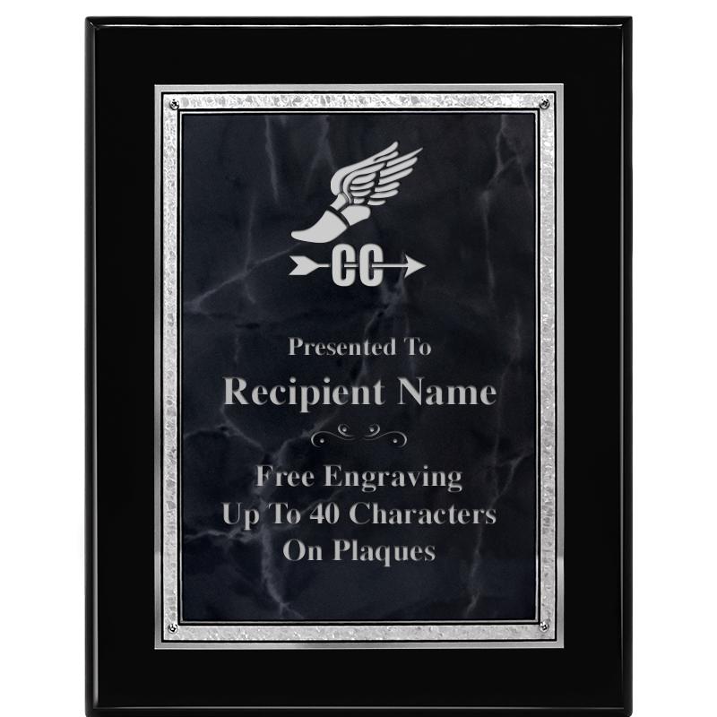 7X9 GY MARB FLOURISH PQ BK/SV