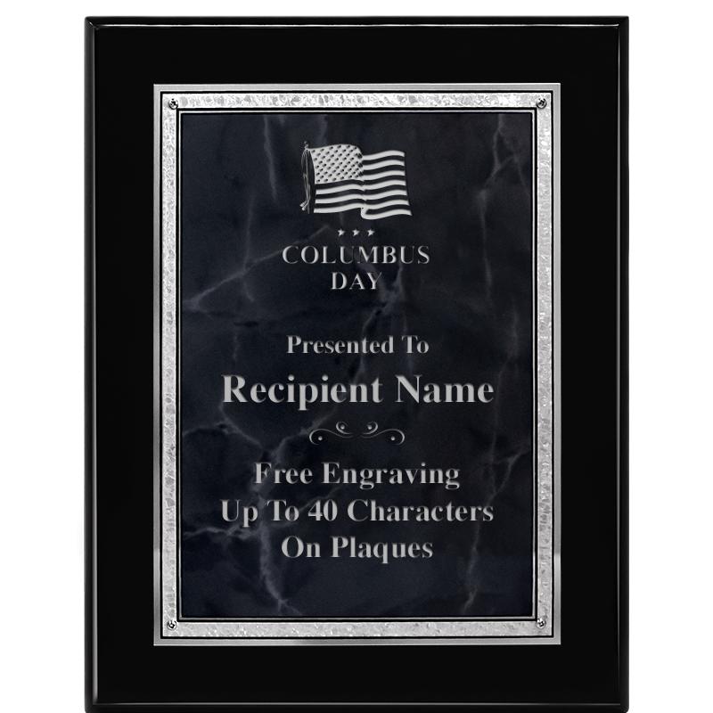 7X9 GY MARB FLOURISH PQ BK/SV