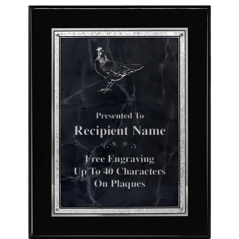 7X9 GY MARB FLOURISH PQ BK/SV