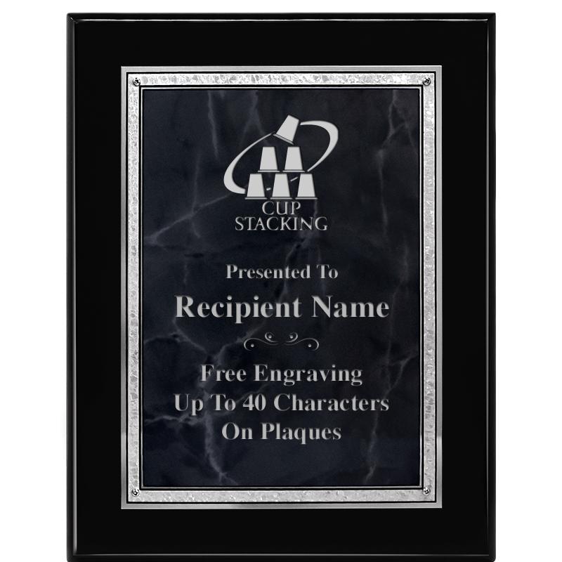 7X9 GY MARB FLOURISH PQ BK/SV