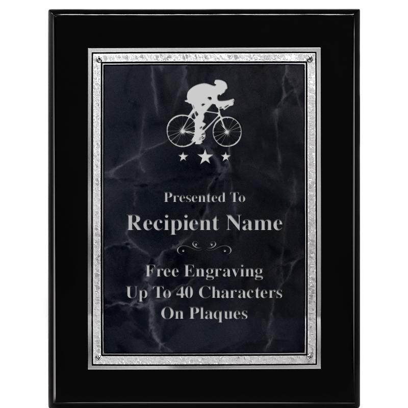 7X9 GY MARB FLOURISH PQ BK/SV