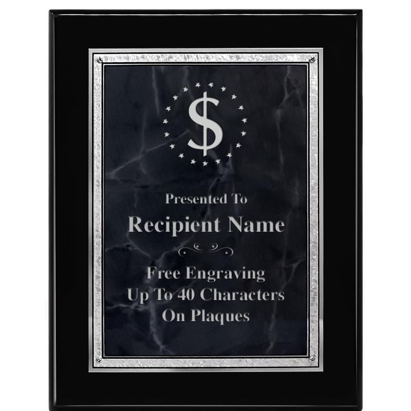 7X9 GY MARB FLOURISH PQ BK/SV