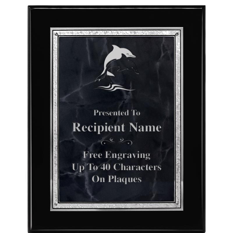 7X9 GY MARB FLOURISH PQ BK/SV