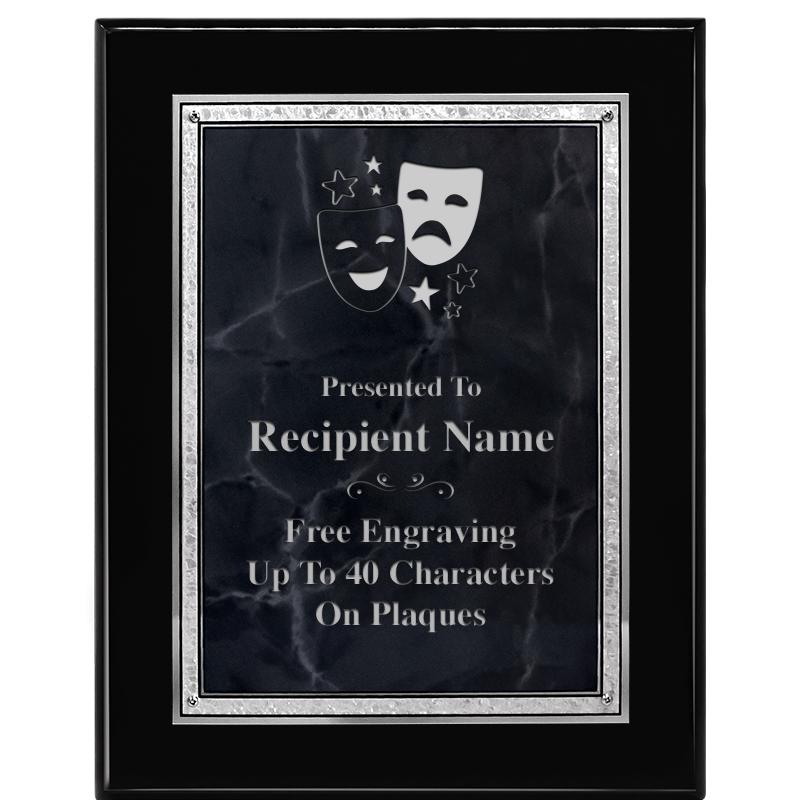 7X9 GY MARB FLOURISH PQ BK/SV