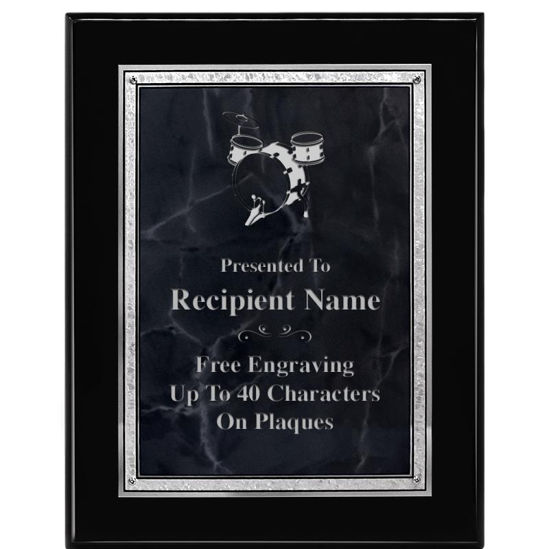 7X9 GY MARB FLOURISH PQ BK/SV