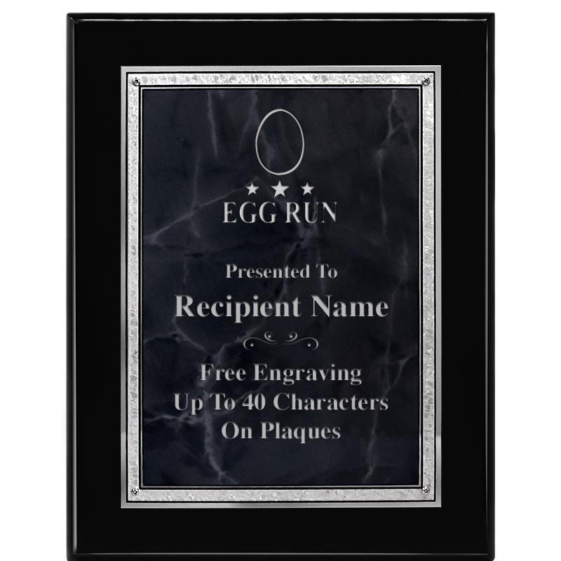 7X9 GY MARB FLOURISH PQ BK/SV