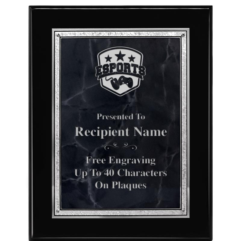 7X9 GY MARB FLOURISH PQ BK/SV