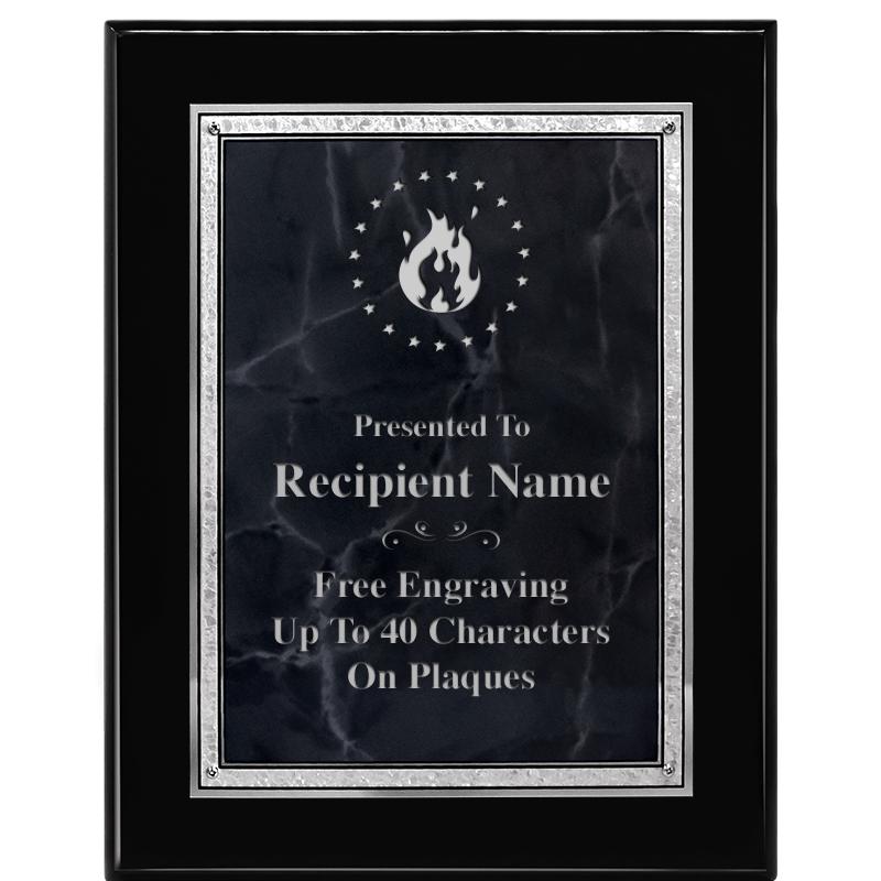 7X9 GY MARB FLOURISH PQ BK/SV