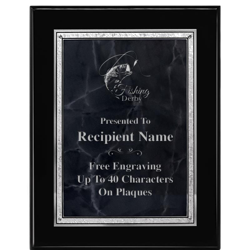 7X9 GY MARB FLOURISH PQ BK/SV