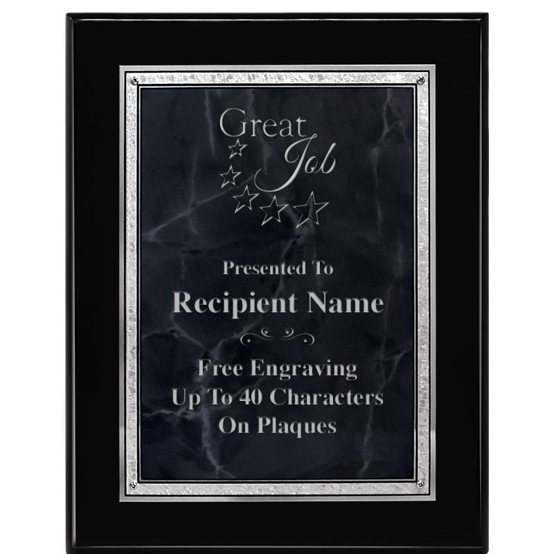 7X9 GY MARB FLOURISH PQ BK/SV