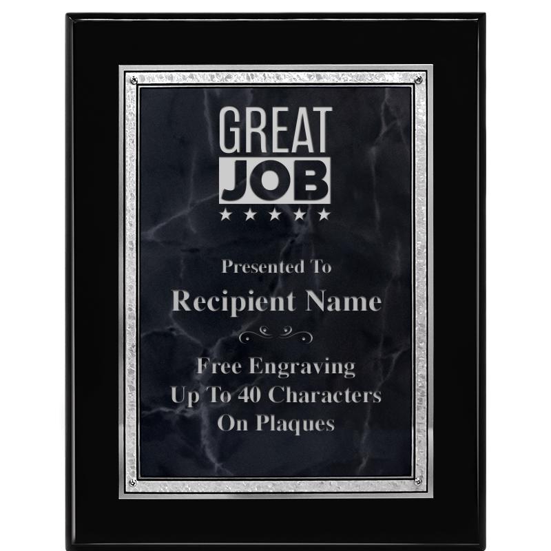 7X9 GY MARB FLOURISH PQ BK/SV