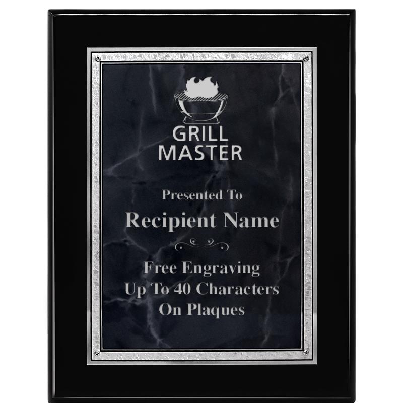 7X9 GY MARB FLOURISH PQ BK/SV