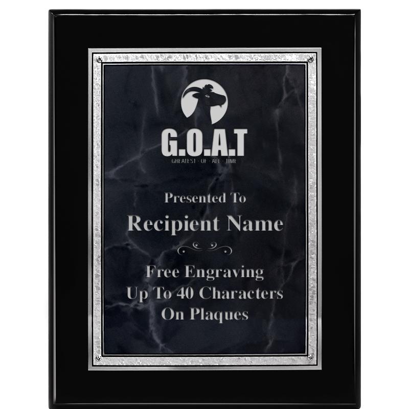 7X9 GY MARB FLOURISH PQ BK/SV