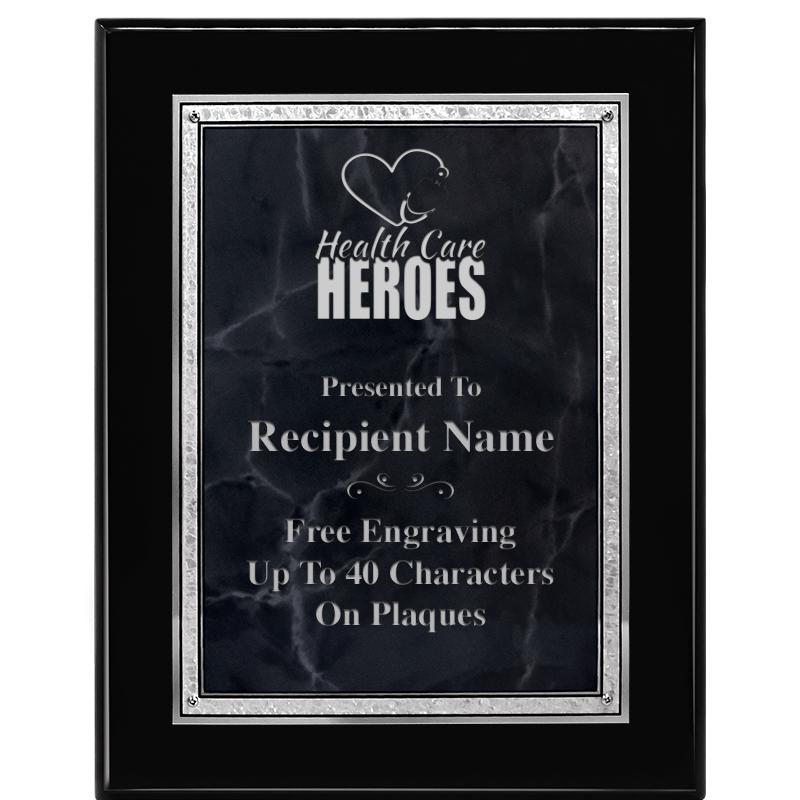 7X9 GY MARB FLOURISH PQ BK/SV