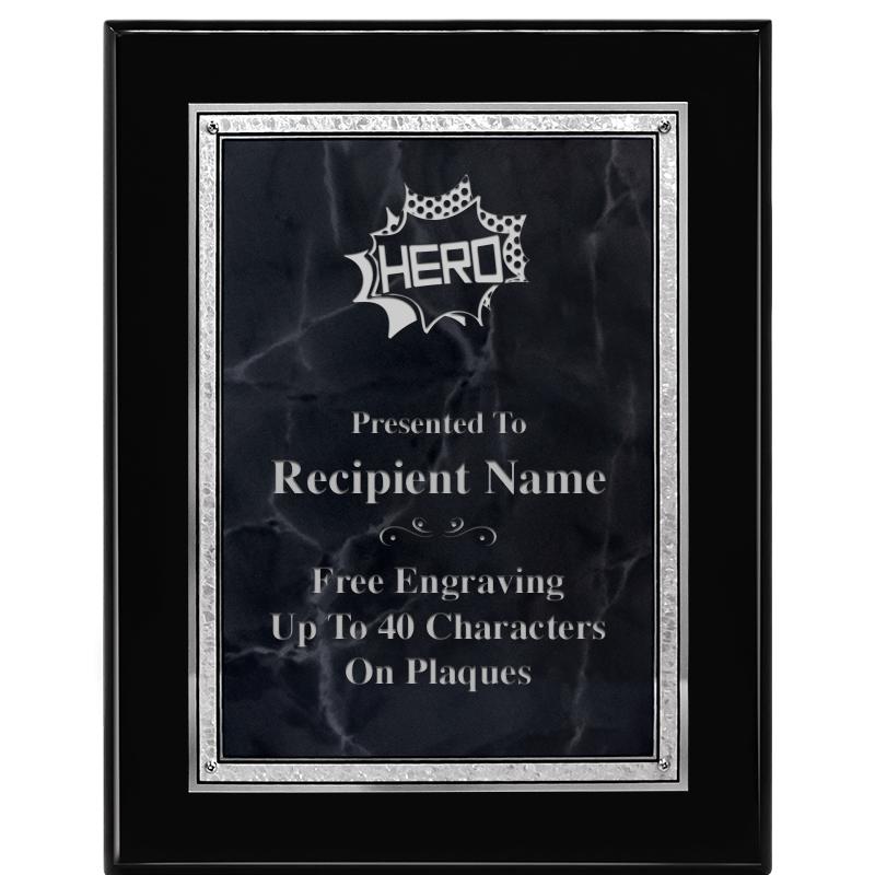 7X9 GY MARB FLOURISH PQ BK/SV