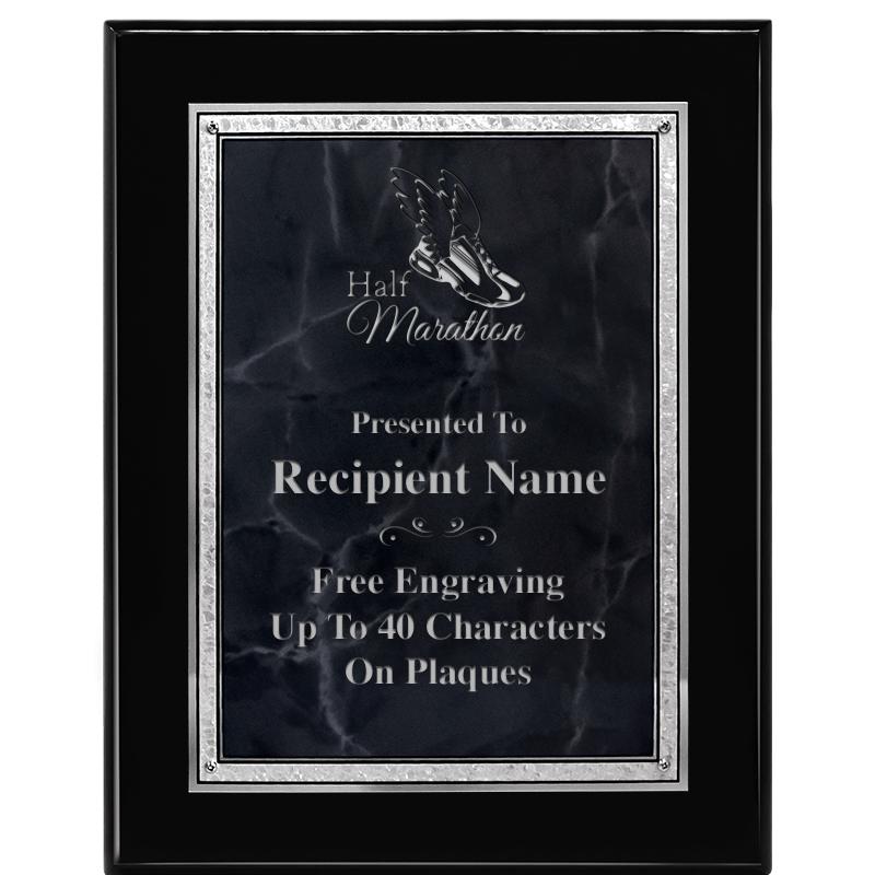 7X9 GY MARB FLOURISH PQ BK/SV