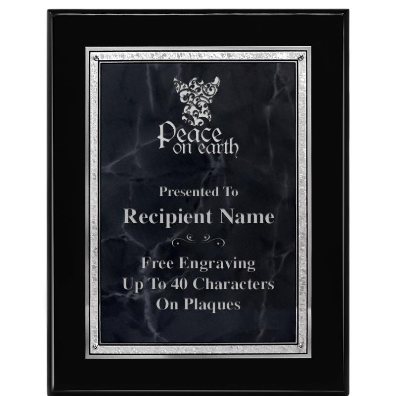 7X9 GY MARB FLOURISH PQ BK/SV