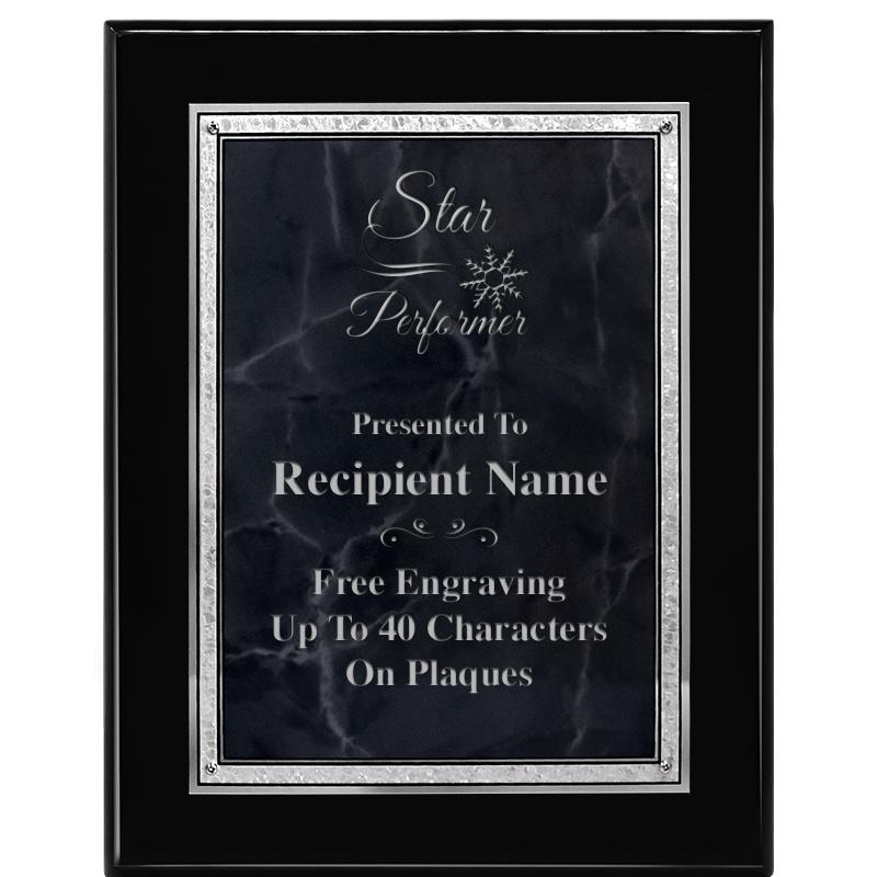 7X9 GY MARB FLOURISH PQ BK/SV