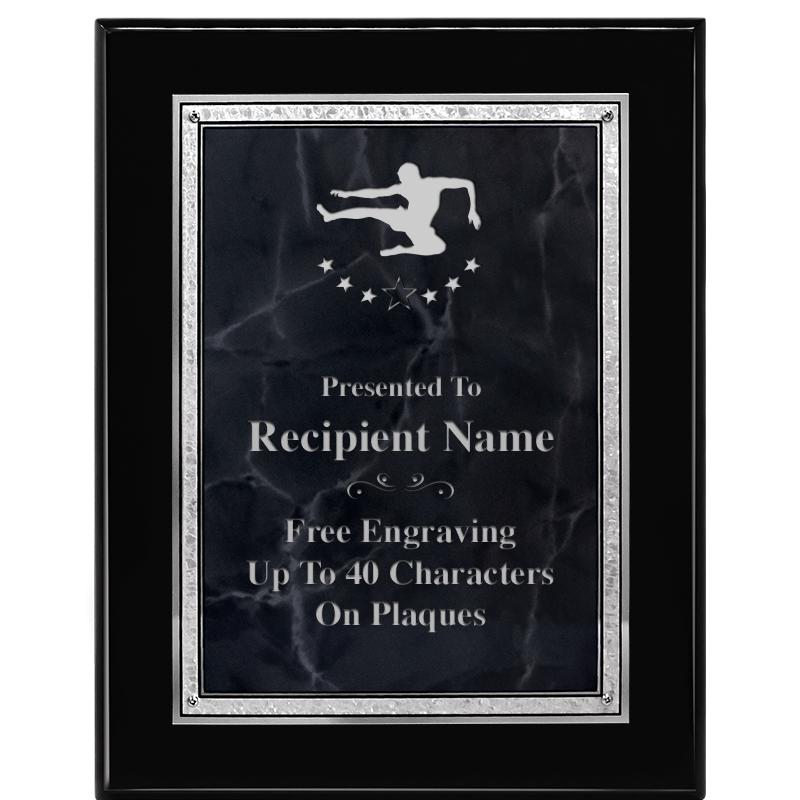 7X9 GY MARB FLOURISH PQ BK/SV